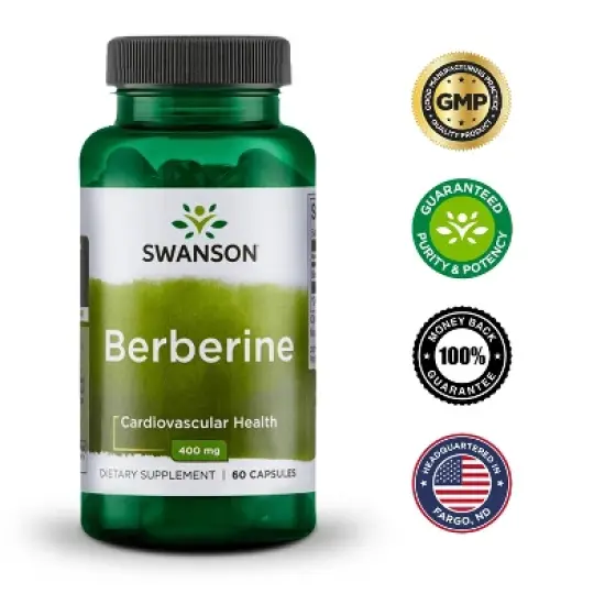 Swanson Berberine Herbal Supplement, Promotes Healthy Cholesterol & Glucose Levels, Helps Support Weight Management, 400 mg (60 Capsules) image {5}
