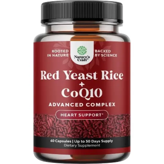 Red Yeast Rice + CoQ10 Advanced Complex Capsule, Support Skin, Heart, Lung & Brain Health, Nature's Craft, 60, 120 or 240ct image {10}