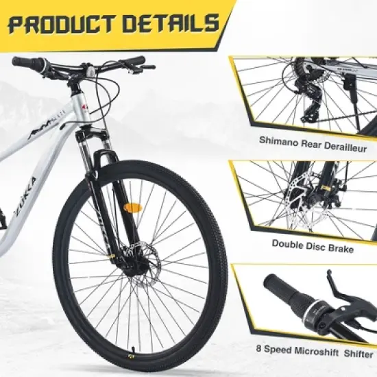 Gulches 29-Inch Silver 8-Speed Mountain Bicycles - Front Suspension for All-Terrain Adventures image {5}