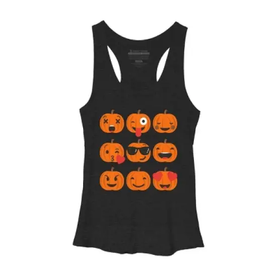 Women's Design By Humans Halloween Pumpkins Emoji By honeytree Racerback Tank Top image {6}