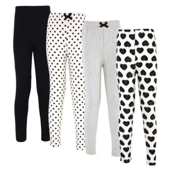 Touched by Nature Baby, Toddler, Big Kids and Youth Girl Organic Cotton Leggings 4pk, Heart image {5}
