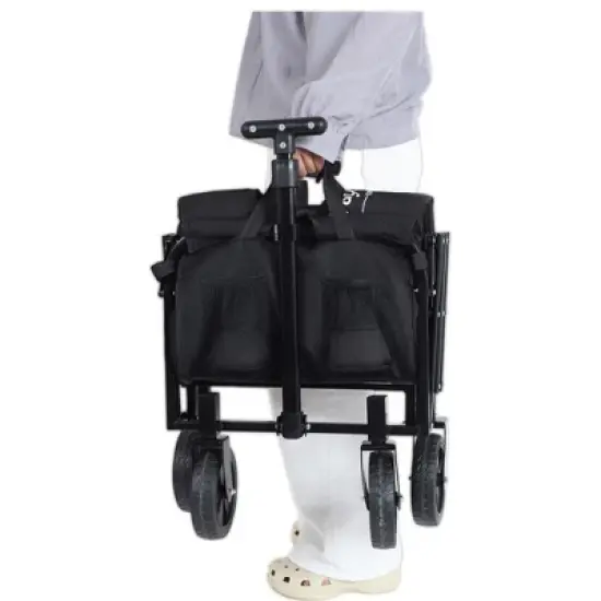 Whisen Lightweight Folding Utility Wagon Cart with Dual-Layer Expandable Storage, 360&deg;Swivel Wheels image {10}
