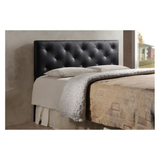 Full Baltimore Faux Leather Upholstered Headboard Black - Baxton Studio image {1}