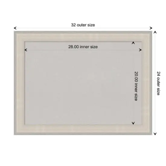32"x24" Cottage Wood Frame Gray Cork Board White/Silver - Amanti Art image {9}