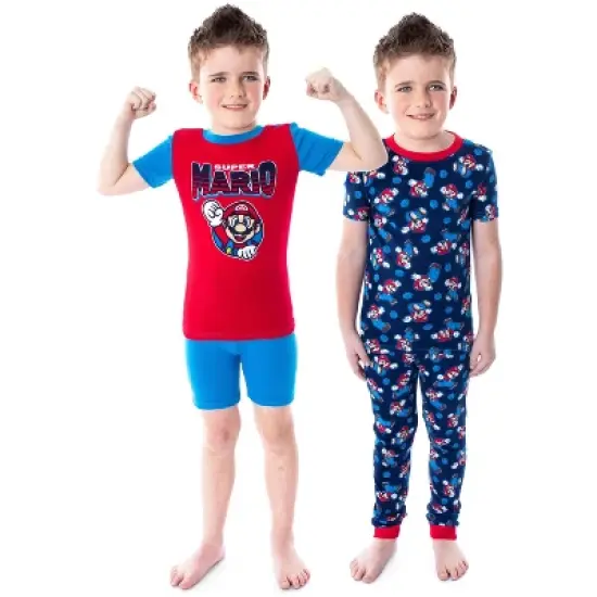Super Mario Bros. Boys' Video Game Shirt Pants and Shorts 4 PC Pajama Set image {7}