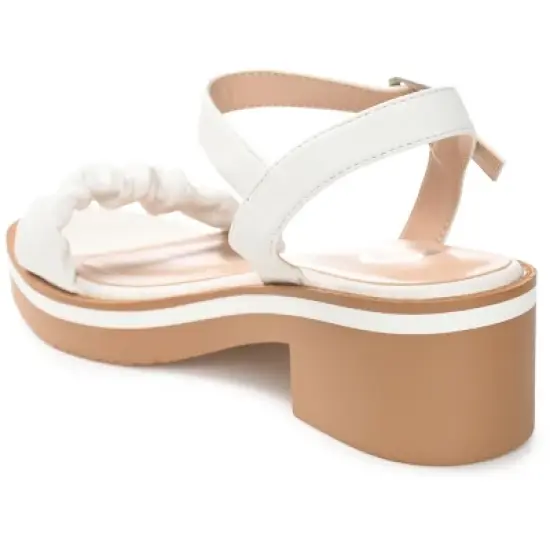 Journee Collection Womens Dexxla Buckle Ankle Strap Low Platform Sandals White 7 image {6}