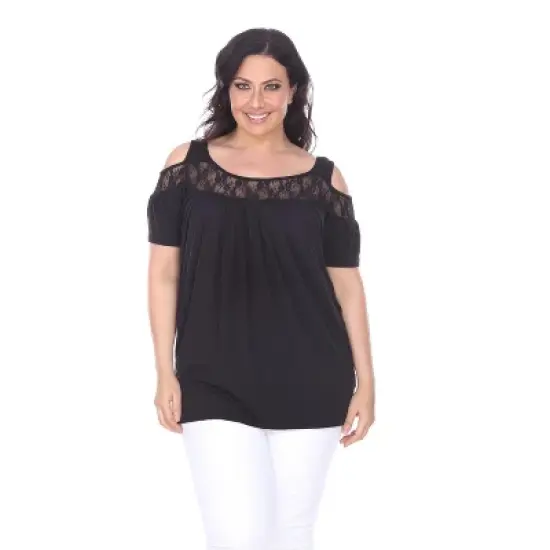 Women's Plus Size Cut Out Shoulder Bexley Tunic Top - White Mark image {1}