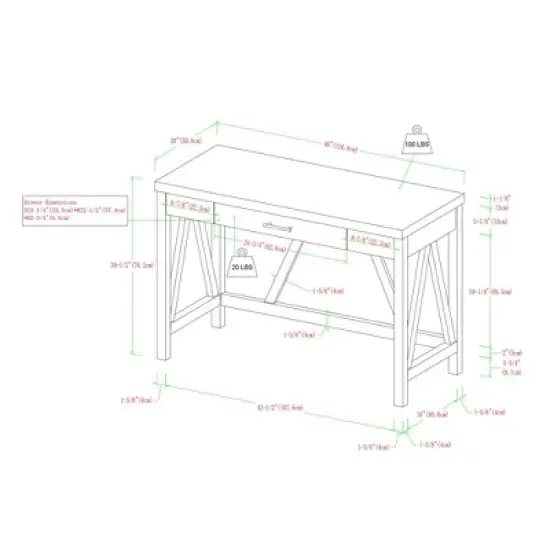 Taylen A Frame Transitional 1 Drawer Writing Desk - Saracina Home image {6}