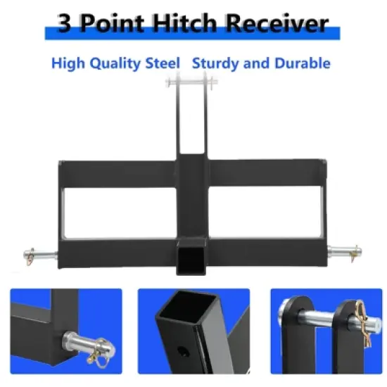 3 Point 2" Square Trailer Hitch Receiver for Category 1 Tractors, Versatile Tractor Tow Drawbar Adapter image {2}