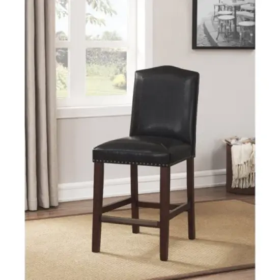 Carteret Brown Leather Counter Stool in Espresso - Comfort Pointe  image {1}