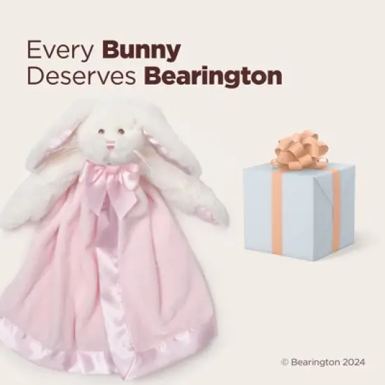 Bearington Baby Bunny Snuggler, 15 Inch Pink Rabbit Plush Stuffed Animal Security Blanket Lovey for Babies image {4}