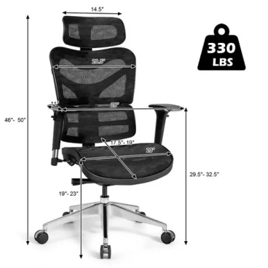 Costway Ergonomic Mesh Office Chair Adjustable High Back Chair w/ Lumbar Support image {2}