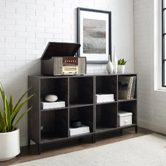 2pc Jacobsen Record Storage Cube Bookshelf Set Brown Ash - Crosley image {4}