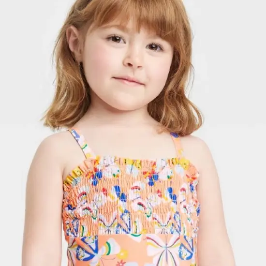 Toddler Girls' Butterfly One Piece Swimsuit - Cat & Jack&trade; Orange image {1}