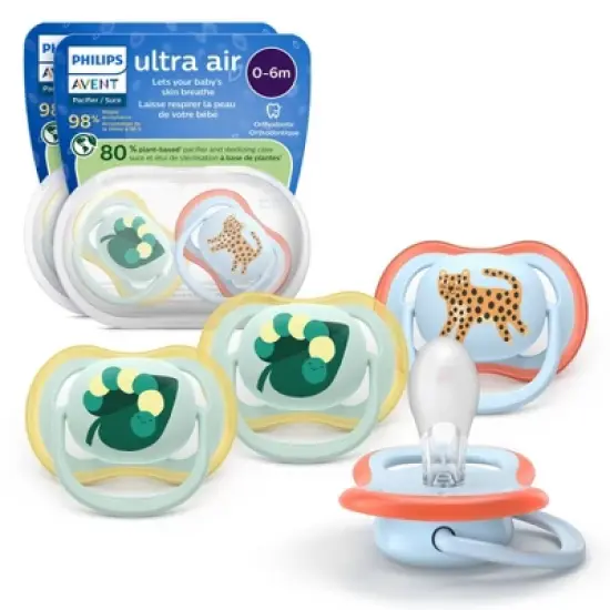 Philips Avent Ultra Soft Pacifiers 0-6m - Caterpillar/Leopard - 4pk image {7}