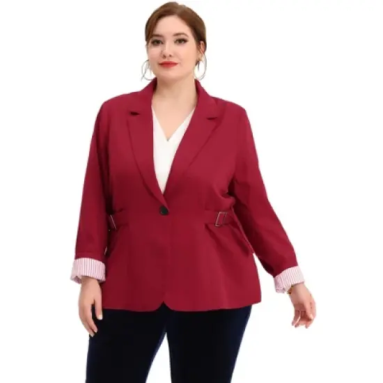 Agnes Orinda Women's Plus Size Work Fashion Notched Lapel Formal Blazer image {8}