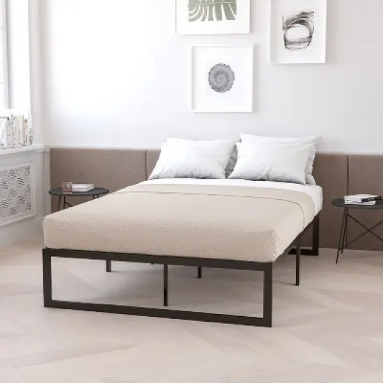 Emma and Oliver 14" Platform Bed Frame & 12" Mattress in a Box - No Box Spring Required image {1}