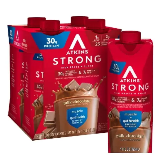 Atkins Strong 30g High Protein Shake - Milk Chocolate - 44 fl oz/4pk image {9}