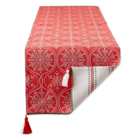 Design Imports  Christmas Jacquard Reversible Table Runner, Joyful Snowflakes, 14X108" image {3}