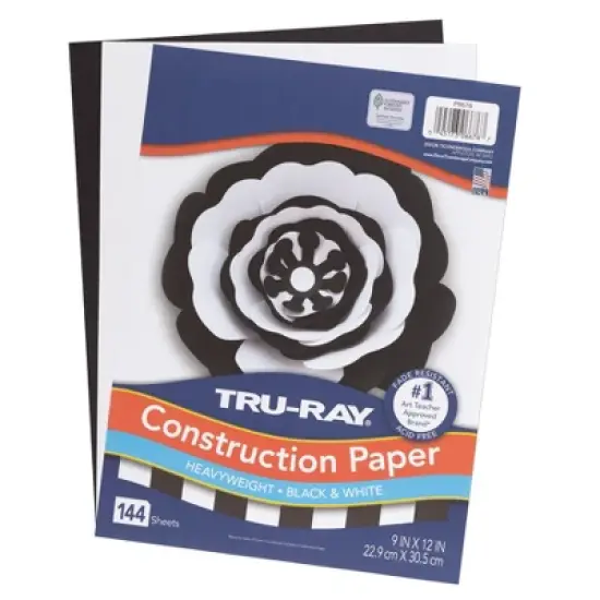 Tru-Ray&reg; Premium Construction Paper, Heavyweight, Black & White, 9" x 12", 144 Sheets image {6}
