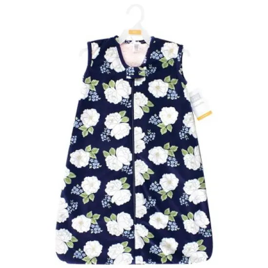 Hudson Baby Infant Girl Plush Faux Fur Sleeping Bag, Wearable Blanket, White Peonies image {1}