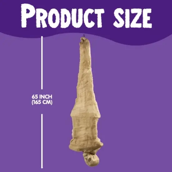 Joyfy Cocoon Corpse Halloween Decoration, 65" Hanging Skeleton Corpses with Lights and Sound, Animated Hanging Dead Body Prop for Indoor Outdoor Decor image {3}