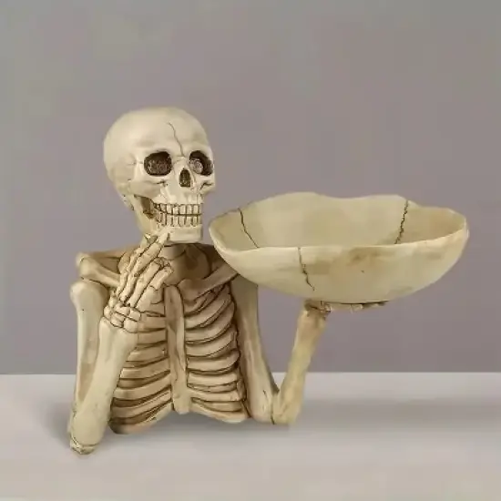 Halloween Skeleton Storage Tray, Skull Halloween Candy Dish Fruit Snack Serving Tray Platter Cupcake Containers Goth Dining Table Centerpiece image {7}