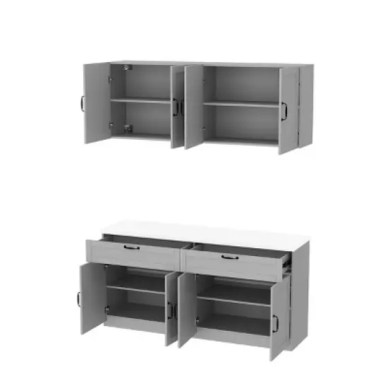 Famapy Split Kitchen Pantry Cabinet Storage Cupboard image {3}