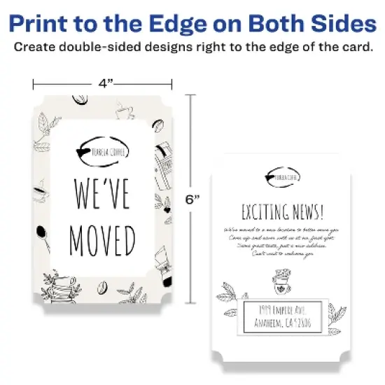 Avery Printable Scalloped Corner Cards with Sure Feed Technology, 4" x 6", Matte White Cardstock, Print-to-the-Edge, Laser/Inkjet Cards, 20 Total image {5}