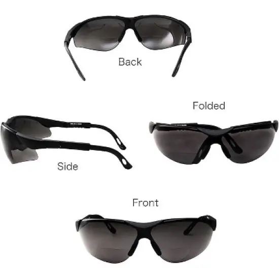 grinderPUNCH Bifocal Safety Sunglasses  2 Pairs Black Lens with Reading Corner, Adjustable Arms image {2}