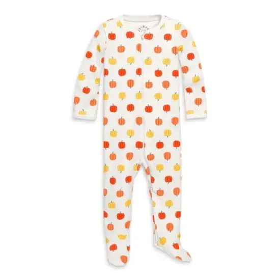 Primary Baby Organic Zip Footie In Candy Pumpkins image {2}