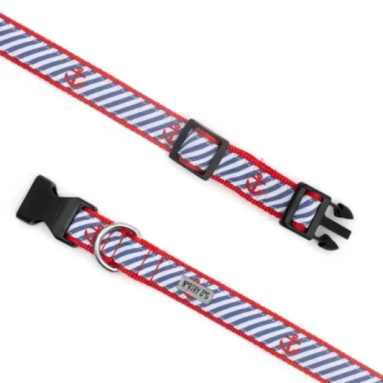 The Worthy Dog Navy Stripe Anchors Dog Collar image {3}