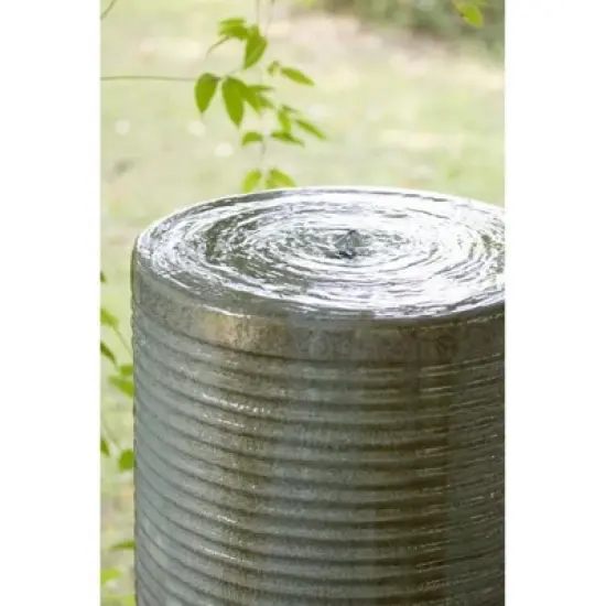 NAYSAYE Fountain Modern Cylinder Tower Water Feature with Ribbed Design for Outdoor Garden, Antique Blue, 19.3"*19.3"*43.3" image {3}