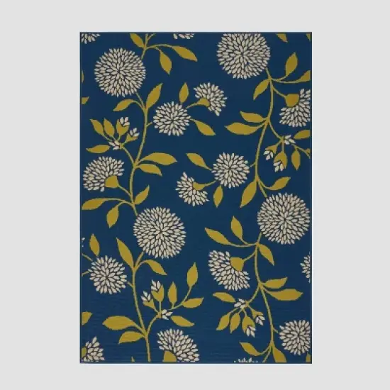 Viola Floral Outdoor Rug Blue/Green - Christopher Knight Home image {5}