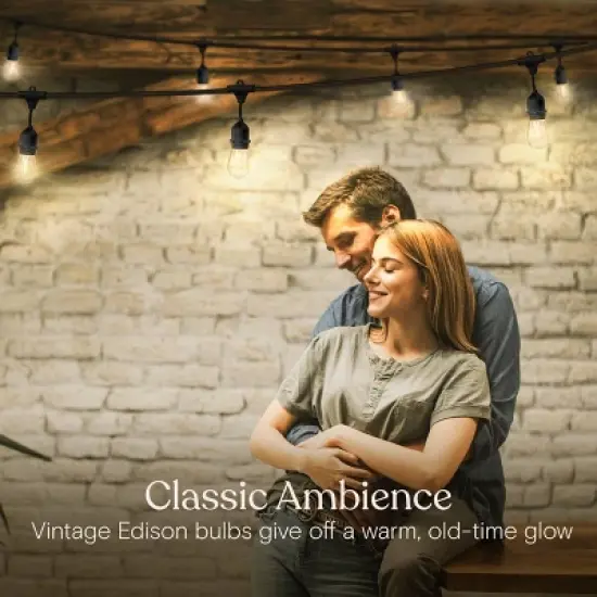 Brightech 7-Bulb LED Ambience Pro 1W 24ft 2700K S14 Indoor Outdoor Plug-in Hanging String Lights Clear Bulb Black Wire image {5}