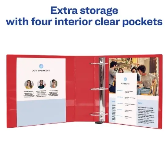 Avery Heavy-Duty View 3 Ring Binder, 4" One Touch EZD Rings, 4.5" Spine, 1 Red Binder (79326) image {5}