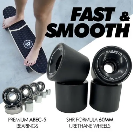 Magneto Complete Skateboard | 27.5" x 7.5", Canadian Maple Double Kick Concave Deck | For Beginners & Adults (Barefoot) image {4}