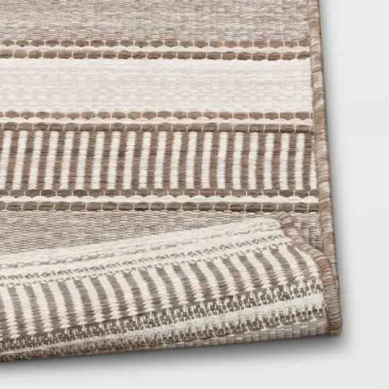 5' x 7' Woven Stripe Outdoor Rug Khaki/Ivory - Threshold&trade; image {3}