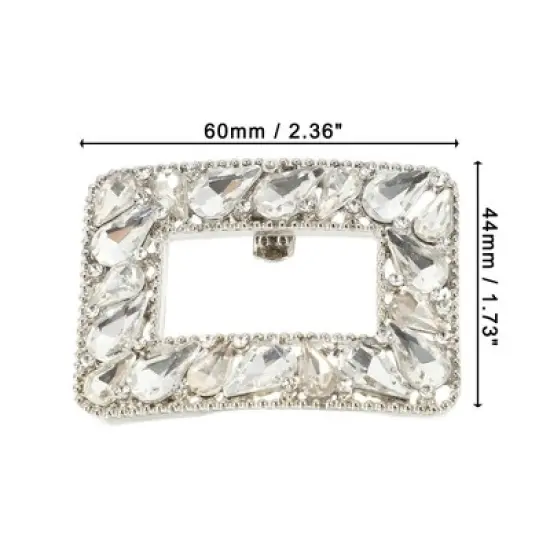 Unique Bargains Women's Square Rhinestone Wedding Shoe Clips Silver Tone 2 Pcs image {1}