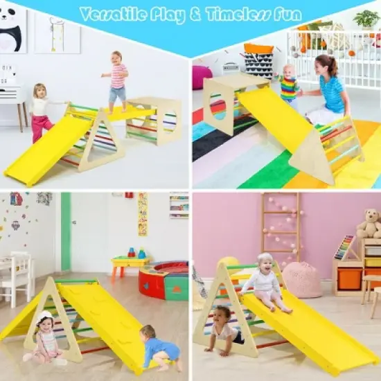 Costway 5 in 1 Toddler Playing Set Kids Climbing Triangle & Cube Play Equipment image {5}