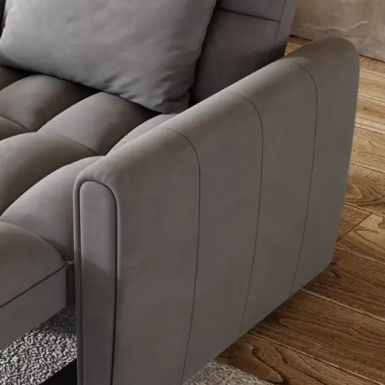 38.2inch foldable large-size sofa bed, modern Polyester single sofa, sofa bed with adjustable backrest, 3 positions and pillows, suitable image {3}