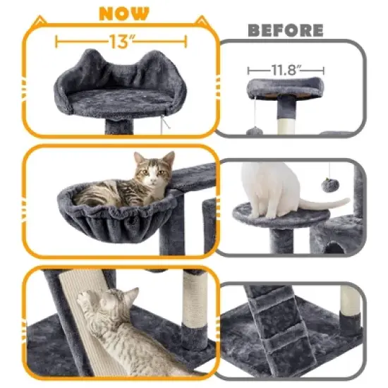 Yaheetech 57"H Plush Cat Tree Condo for Kittens/Small Cats image {4}