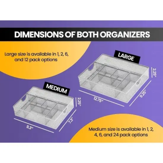 YBM Home 6 Compartment Mesh Cosmetic Organizer, Pack of 6 image {2}