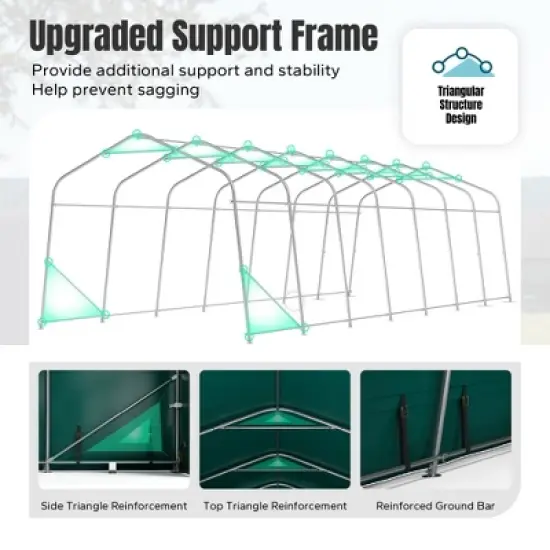 Captiva Designs 11 ft. x 24 ft. x 8.4 ft. Heavy-Duty Portable Garage & Agricultural Shed with Galvanized Frame, Removable Doors and Walls image {10}