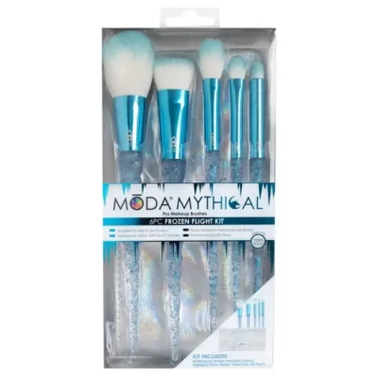MODA Brush Frozen Flight 6pc Makeup Brush Kit, Includes Precision Contour, Highlight, and Shader Makeup Brushes image {10}