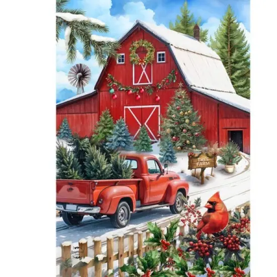 Briarwood Lane Garden Flag 12x18 For Outdoor Red Barn Christmas For Christmas Garden Flag Flags For Outside image {2}