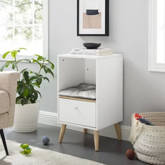 Sam's Pets Becky 28"  Single Rest Cat Tree With Drawer In White image {1}