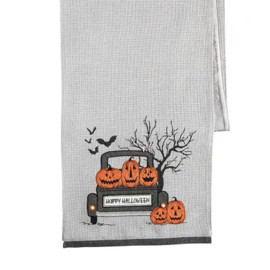 C&F Home Bats & Jack-O-Lantern Pumpkins "Happy Halloween" Cotton Table Runner 13" x 72" image {1}