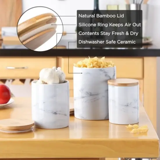 Design Imports Gray & White Buffalo Check Ceramic Canister Set/3 image {10}