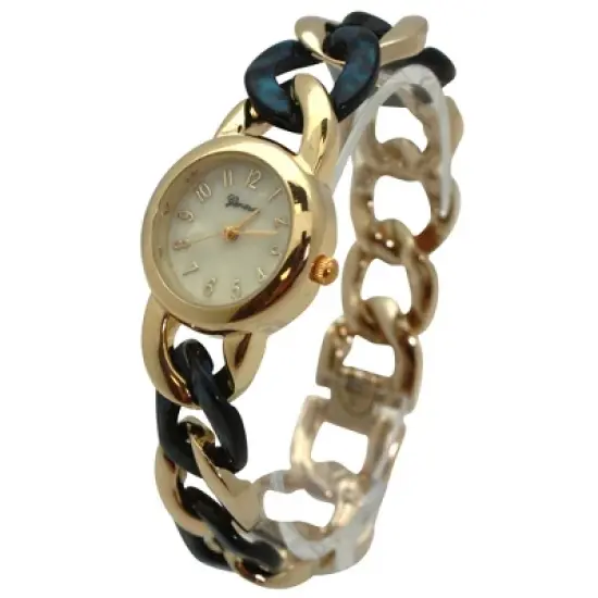 Olivia Pratt Gold Chain and Tortoise Strap Women Watch image {1}
